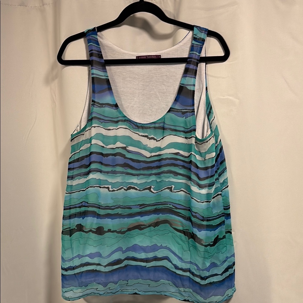 Blue/Green Graphic Relaxed Tank Top
